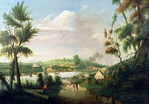 Uma visão geral norte direta de Sydney Cove, 1794