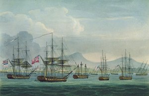 Captura da Maria Riggersbergen em 18 de outubro de 1806, gravada por J. Bailey para "A Cronologia Naval da Grã-Bretanha", de J. Ralfe, publicada em 1820