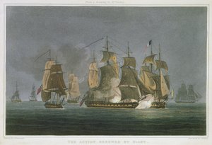 A Ação Renovada à Noite, em Madagascar, 20 de maio de 1811, gravada por J. Bailey para "A Cronologia Naval da Grã-Bretanha", de J. Ralfe, publicada em 1820