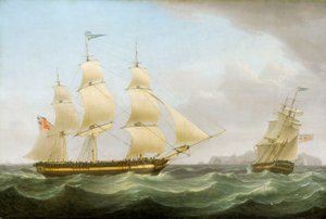 O navio Phoenix, finais do século XVIII - princípios do século XIX (óleo sobre tela) de Thomas Whitcombe