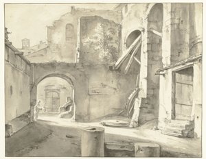 Edifícios italianos com um portão à esquerda