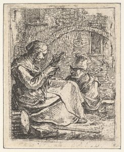 Mulher Spinning.n.d. de Thomas Wijck