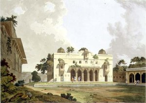 Ruínas em Rotas Gur, Bahar, prato II da Parte 4 de "Cenário Oriental", pub. 1801 (aquatint) de Thomas und William Daniell