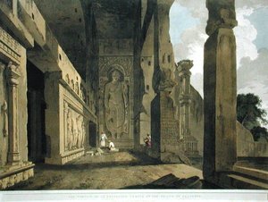 O Pórtico de um Templo Escavado na Ilha de Salsette, placa 55 do "Cenário Oriental": Vinte e Quatro Vistas em Hindoostan