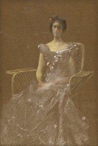 Dama numa poltrona de vime de Thomas Wilmer Dewing
