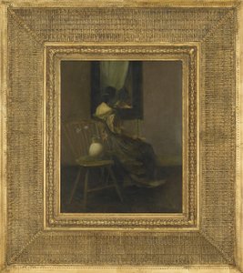 The Mirror, 1907 (óleo sobre painel de madeira) de Thomas Wilmer Dewing