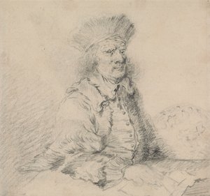 Rembrandt com um chapéu de pele