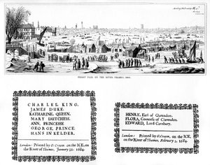 Feira de geada no rio Tamisa e espécimes de impressão, fevereiro de 1684, 1840