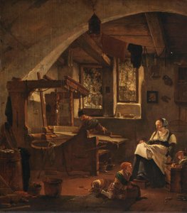 Interior de uma casa de tecelão de Thomas Wyck