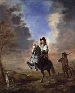 Retrato equestre de um homem com uma página