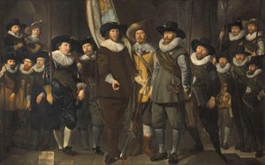 Oficiais e outros Guardas Cívicos do III Distrito de Amsterdã, sob o Comando do Capitão Allaert Cloeck e do Tenente Lucas Jacobsz Rotgans de Thomas de Keyser