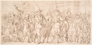 Oficiais e outros guardas cívicos do III Distrito de Amsterdã, sob o comando do capitão Allaert Cloeck e do tenente Lucas Jacobsz Rotgans de Thomas de Keyser