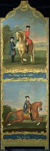 "A passagem para a direita" (em cima) e "O capriole" (em baixo), c.1750 de Thomas, of Pall Mall Butler
