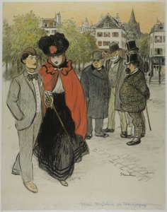 Cavalheiro a observar um casal a passear de Théophile Alexandre Pierre Steinlen