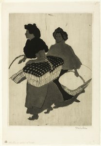 Lavadeiras que retomam o seu trabalho de Théophile Alexandre Pierre Steinlen