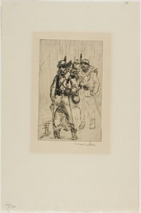 Três soldados a caminhar de Théophile Alexandre Pierre Steinlen