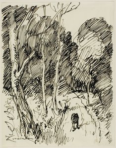 Paisagem arborizada com vagabundo de Théophile Alexandre Pierre Steinlen