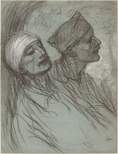 Um soldado ferido e seu camarada de Théophile Alexandre Steinlen