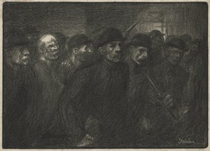 Trabalhadores a sair da fábrica de Théophile Alexandre Steinlen
