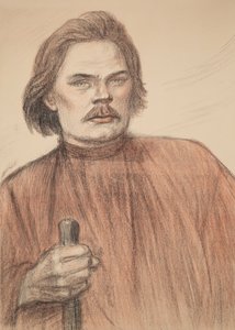 Retrato do autor Maxim Gorky 1868-1939, 1905. de Théophile Alexandre Steinlen