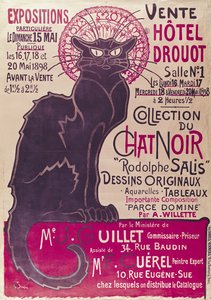 Cartaz publicitário de uma exposição do cabaré &39;Collection du Chat Noir&39; no Hotel Drouot, Paris, maio de 1898