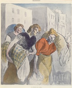 As lavadeiras retornando da casa de lavagem, final do século XIX de Théophile Alexandre Steinlen