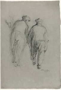 Dois homens a trabalhar, vista traseira de Théophile Alexandre Steinlen
