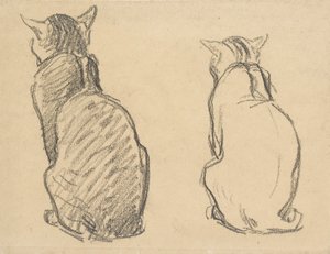 Dois Estudos de um Gato, início do século XX de Théophile Alexandre Steinlen