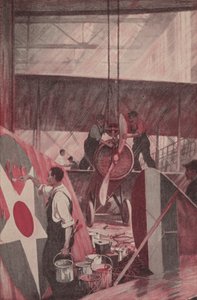 Construir um avião (litografia a cores) de Thornton Oakley