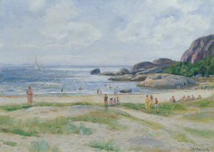 Pessoas tomando banho (óleo sobre tela) de Thorolf Holmboe