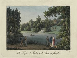 O Templo de Apolo e Cascata no parque Pavlovsk, 1810.