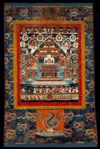 Comemoração Thangka para Bhimaratha Rite, 1850-75 (pigmentos minerais em tecido de algodão) de Tibetan School