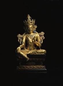 Figura imperial de Avalokiteshvara (ver também 474250 a 474254) (bronze dourado) de Tibetan School