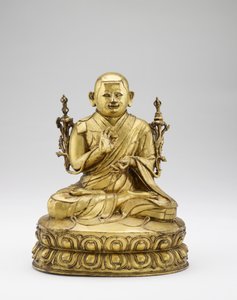 Shalu Lama Rinchen Khyenrab Chokdrub Palzangpo, c.1600 (liga de cobre dourada, com vestígios de pigmentos) de Tibetan School