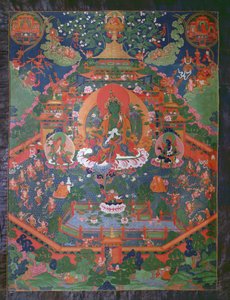 Thangka representando Green Tara (guache sobre têxtil)