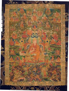 Terceiro Panchen Lama Losan Penden Yeshe (guache sobre pano) de Tibetan School
