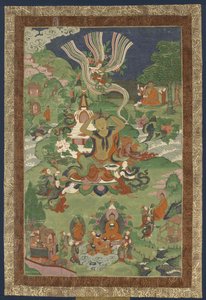 Thangka com cenas da vida de Buda, segunda metade do século XIX.. de Tibetan culture.