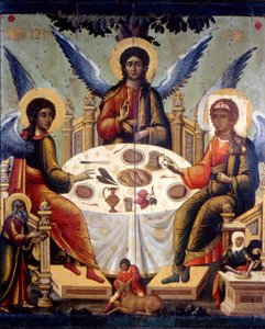 "A hospitalidade de Abraão", A Trindade do Antigo Testamento, 1700.   de Tichon Filatyev