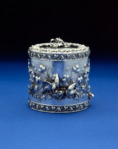 Uma caixa cilíndrica da Tiffany & Co, c.1870-185 (prata)