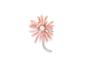 Broche (concha pérola, concha, diamantes e platina) de Tiffany and Company