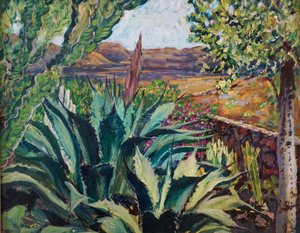 Paisagem de Lanzarote, 2023 (óleo sobre tábua) de Tilly Willis