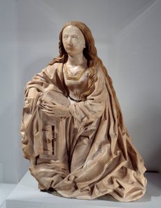 A virgem da anunciação. Escultura em mármore com altos policromos de Tilman Riemenschneider (1460-1531), finais do século XV. Paris, Musee Du Louvre