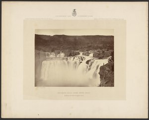 Cataratas de Shoshone, Rio Snake, Idaho, vista lateral completa no nível superior de Timothy H. OSullivan