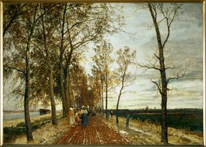 Allee bei Amsterdam - estrada com árvores perto de Amesterdão (óleo sobre tela) de Tina Blau