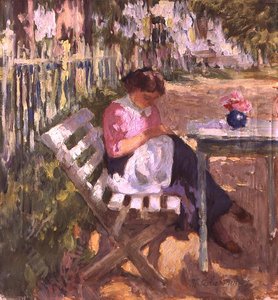 No Dacha (óleo sobre tela) de Tit Yakovlevich Dvornikov