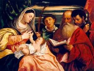 Madonna e Criança com Santos Estevão, Jerónimo e Maurício (óleo sobre tela)