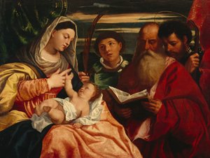 Madonna e Criança com Santos Estevão, Jerónimo e Maurício (óleo sobre tela)