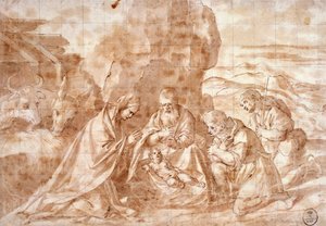 Natividade por Ticiano (ca 1490-1576), desenho