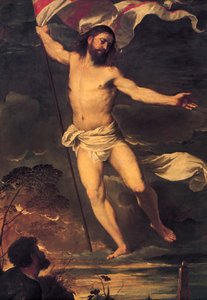 Ressurreição de Cristo, detalhe do painel central do Averoldi Altarpiece, de Tiziano Vecellio (1488-1576), óleo sobre tela, 278x292 cm, Igreja Colegiada dos Santos Nazario e Celso, Brescia