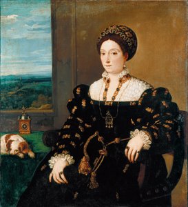 Retrato de Eleonora Gonzaga (Gonzaga), Duquesa de Urbino Pintura de Tiziano Vecellio chamada Ticiano (ca. 1490-1576) de Tiziano Vecelli